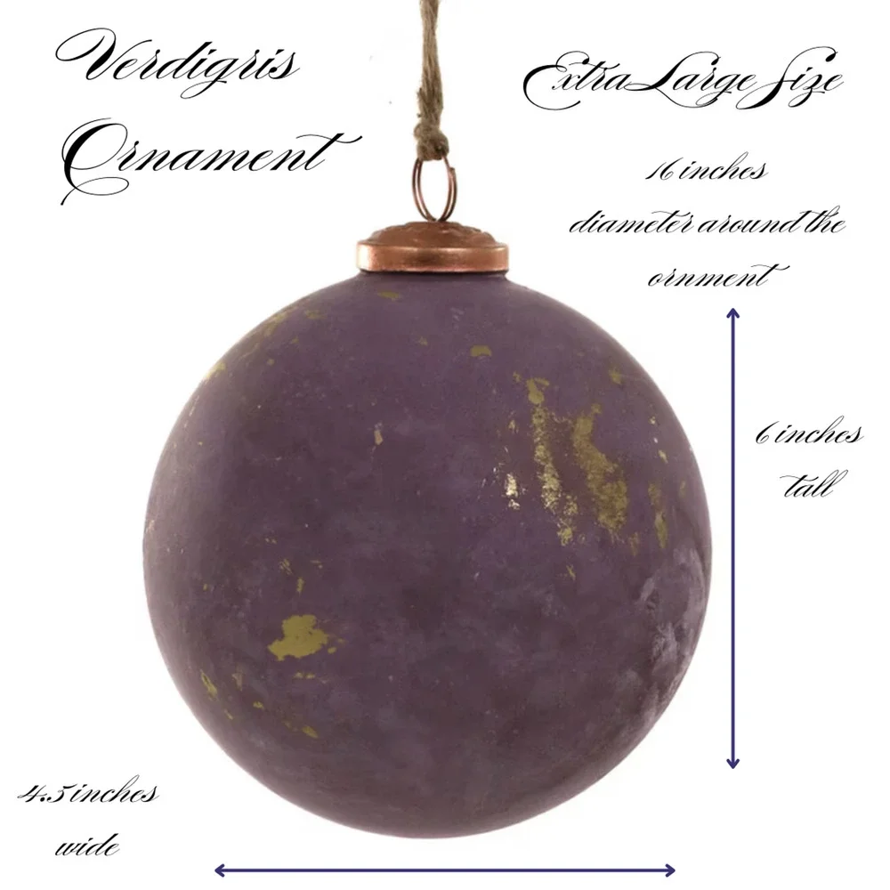 Cody Foster Berry Purple Gold Verdigris Distressed Ball Ornaments XL Sz Set of 6